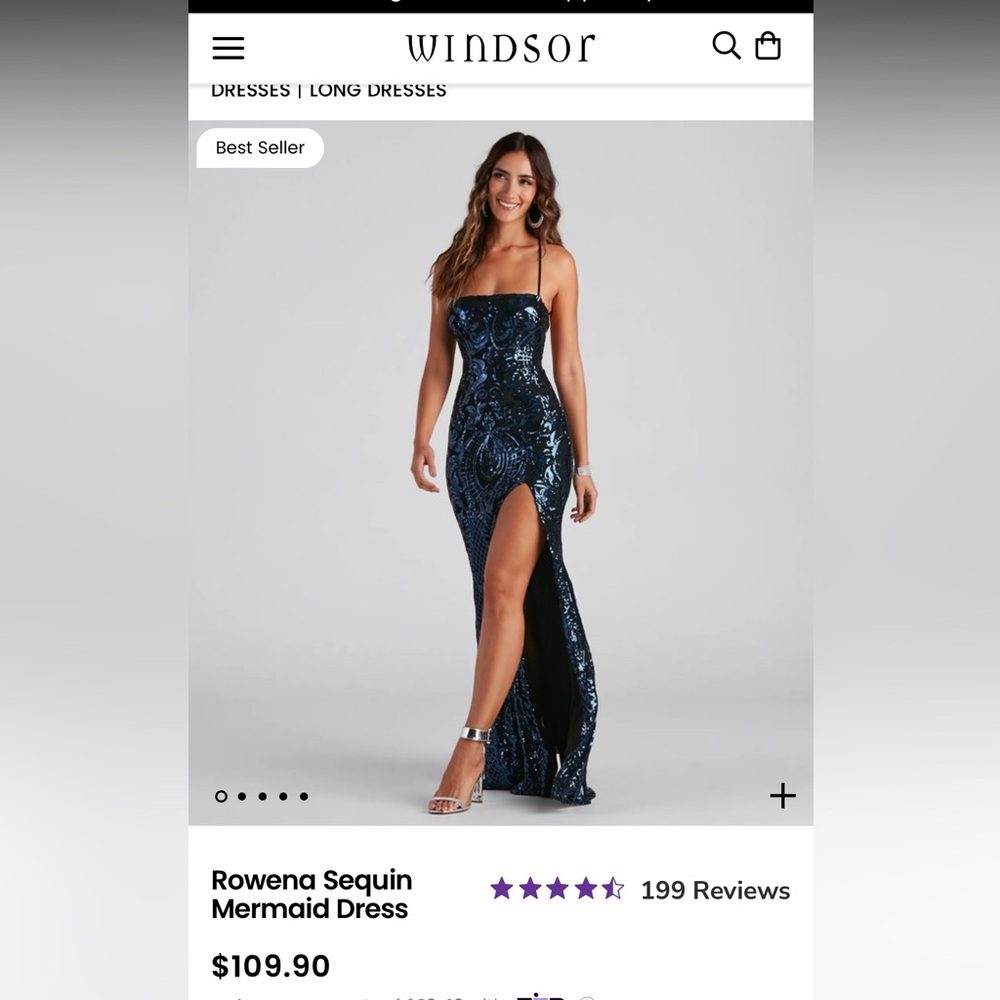 Windsor Navy Blue Sequence Sparkle Prom Long Dress